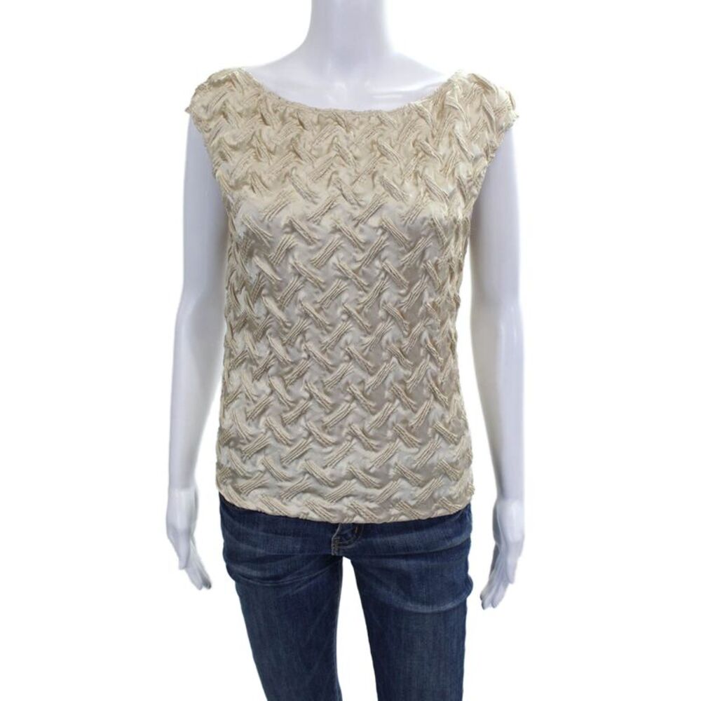 Ribkoff Trends Women Basic Sleeveless Boat Neck Beige Blouse Size 6